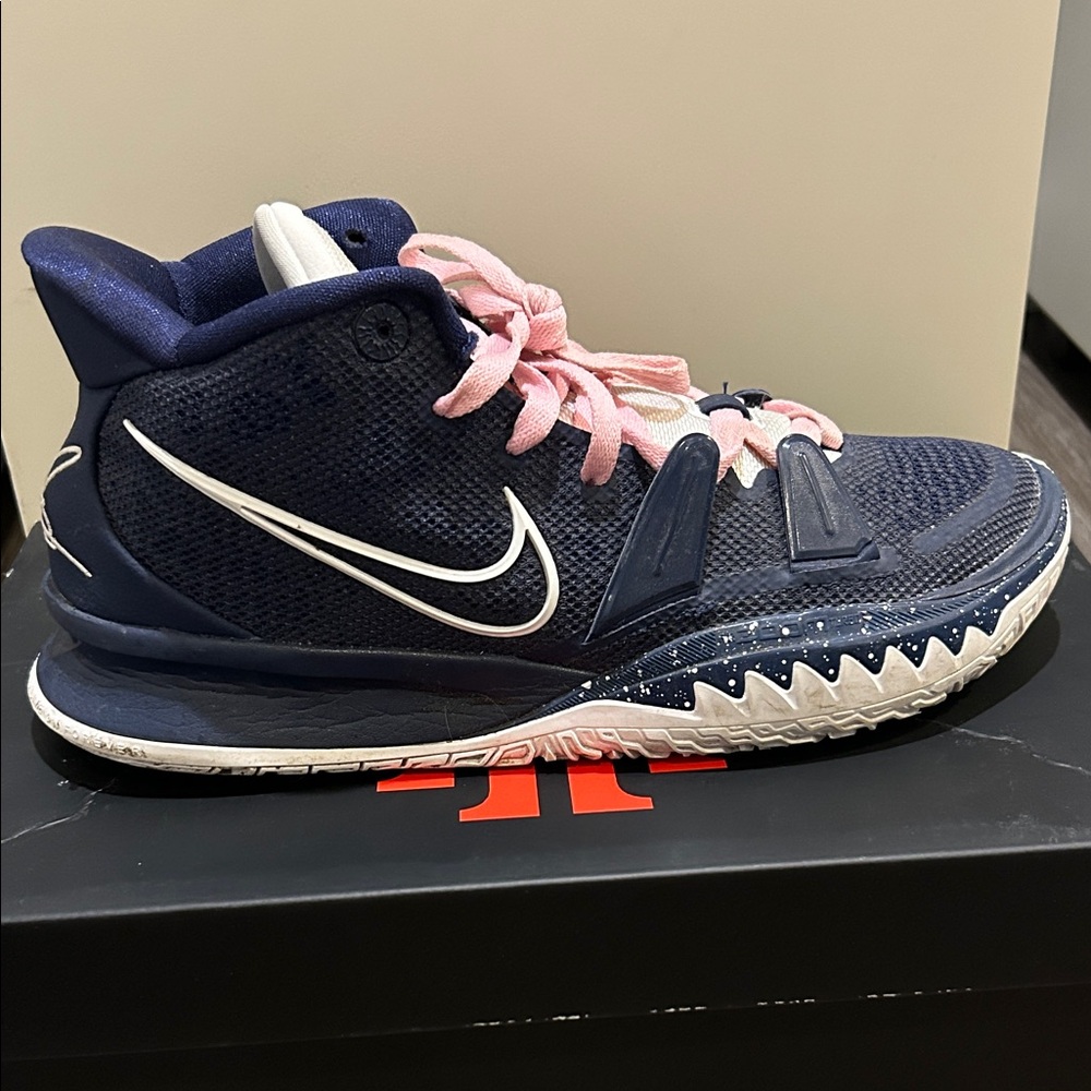 Nike Dark Blue High-Top Sneakers with Pink Accents
